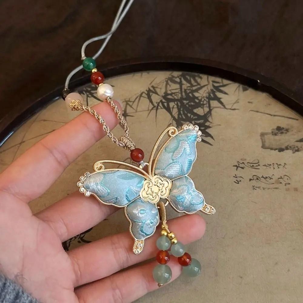 Traditional Tassels Necklace Butterfly Pendant Embroidered Pendant Necklace  Ethnic Fashion
