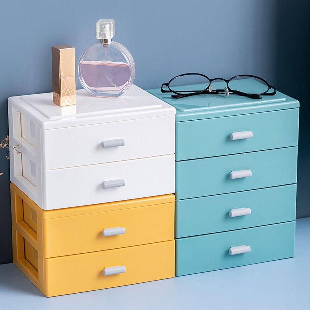 Colorful Handle Box Large Capacity Cosmetics Storage Portable Desktop Storage Box Home Office