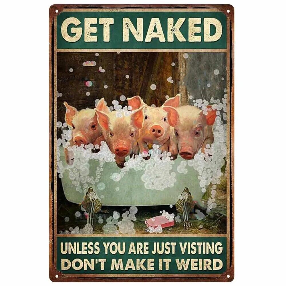 Vintage Metal Tin Signs Wall Decor Get Naked Unless You Are Just Visiting Don't Make It Weird Retro Tin Sign Posters