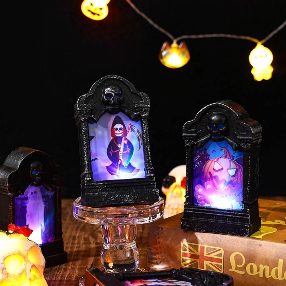 Creative Skull Lamp Retro LED Nightlight Durable Luminous Tombstone Night Light Secret Room