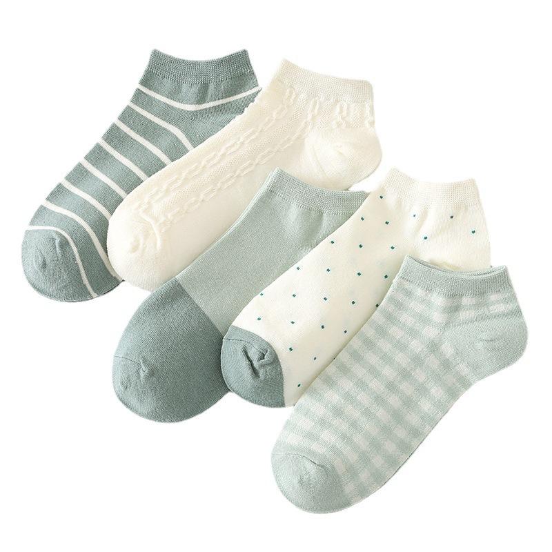Весенние носки для женщин короткие носки с низкой посадкой и неглубоким вырезом женские носки дышащие и впитывающие пот полосатые в студенческом стиле женские носки-лодочки
