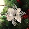 10pcs/set Christmas Glitter Flower 10cm Gold Silver Red Artificial Floral Head Xmas Tree Decoration Home New Year Navidad Gifts
