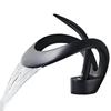Waterfall Bathroom Sink Faucet Lavatory Tap With 2 Water Supply Hoses Widespread Bathroom Faucet Modern Single Handle Tap For