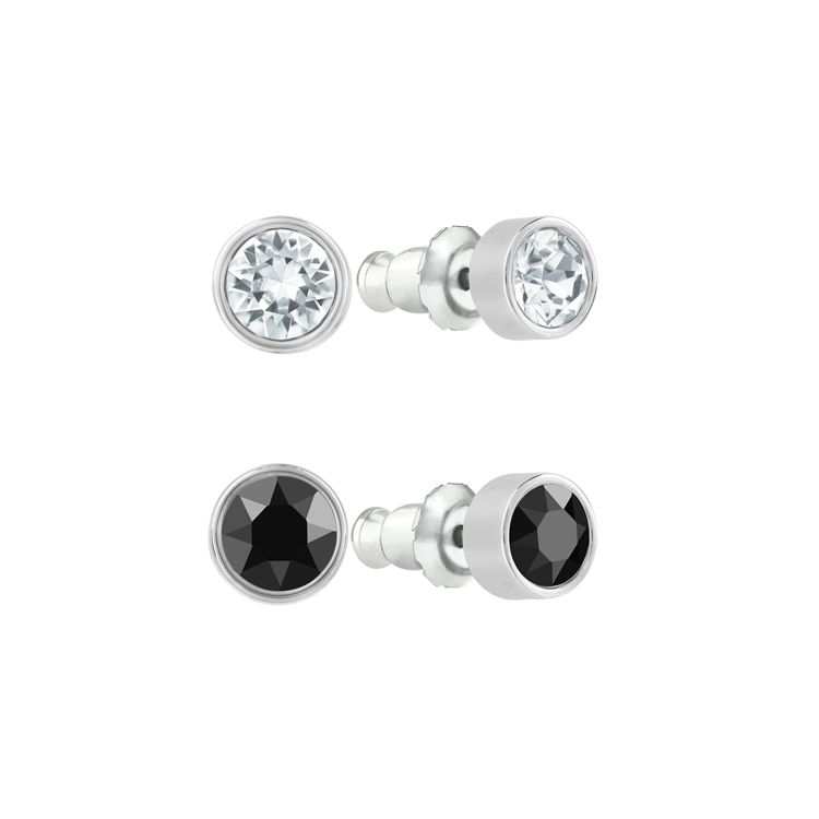Swarovski Серьги Harley Series Круглые Хрустальные Черно-Белая Комбинация Родиевое Покрытие Женские серьги 5528506