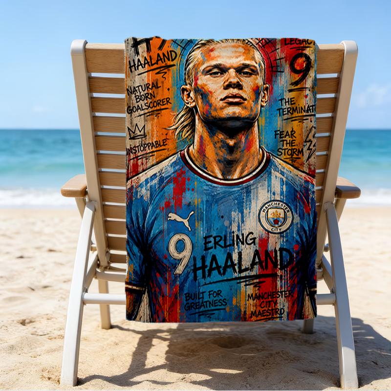 Erling Haa-land's Electric Moment Beach Towel - Soft, Absorbent Microfiber, Lightweight, Ideal for The Beach, Parties, Travel, Camping fan gifts