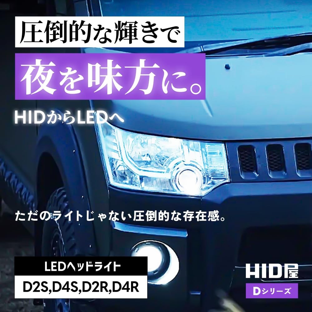 HID-YA D2R Светодиодная фара, Взрывной свет, 6 500 К, Белый, Техосмотр, Не требует доработки,