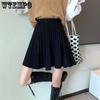 WTEMPO Knitted Pleated Skirts Women Elastic High Waist Sweater Skirts Spring Autumn Solid Casual Knitting Ribbed Mini Skirts