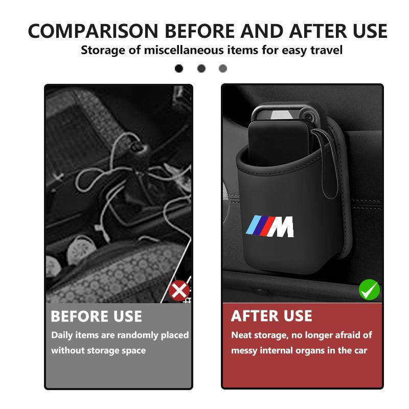 JFTX5 Leather Car Seat Cup Holder Hang Drink Storage Box Accessorie For BMW 1 3 5 7 Series M F01 F20 F10 F13 E52 E53 E60 E93