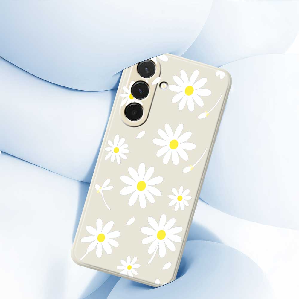 Чехол для Samsung Galaxy A36 5G, белый, с рисунком ромашки, прямой край, ТПУ, задняя крышка телефона