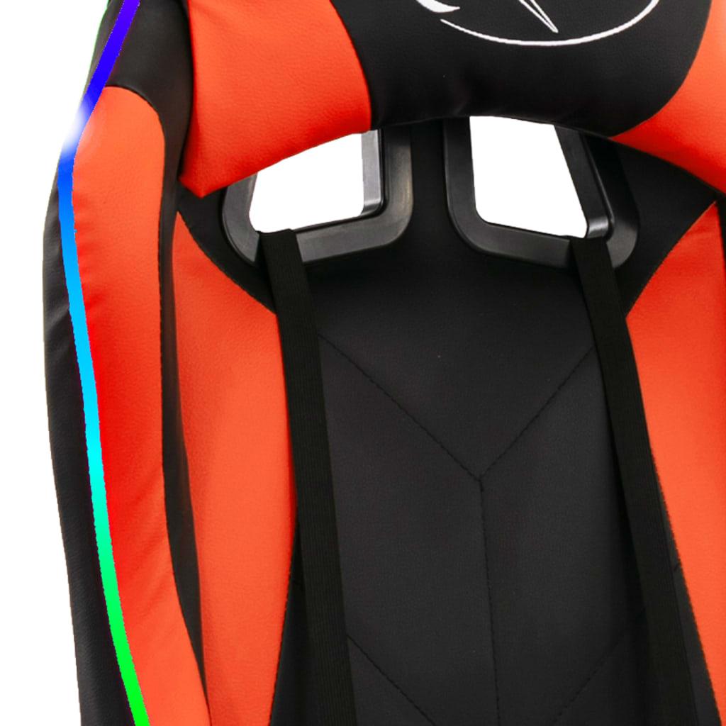 Gaming Chair with RGB LED Lights Orange and Black Artificial Leather