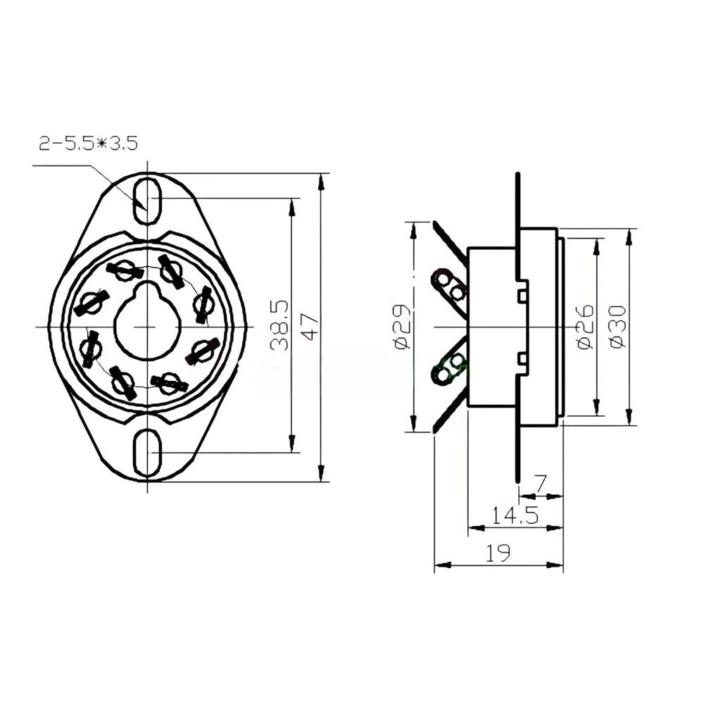 1Pcs Octal Valve Base GZC8-1-A GZC8-1-A-G for EL34 KT88 6V6 6L6 6550 GZ34 5AR4 274B Audio Amplifier