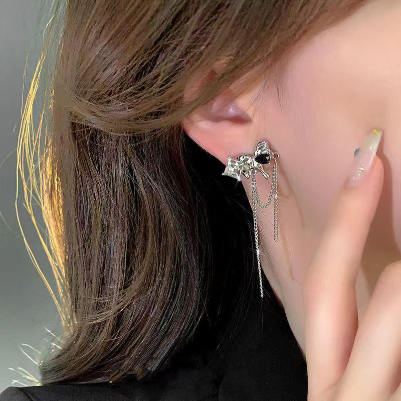 Серебряная игла любовь циркон бахрома серьги женские нишевый дизайн высококачественные серьги с темпераментом серьги холодного ветра тренд