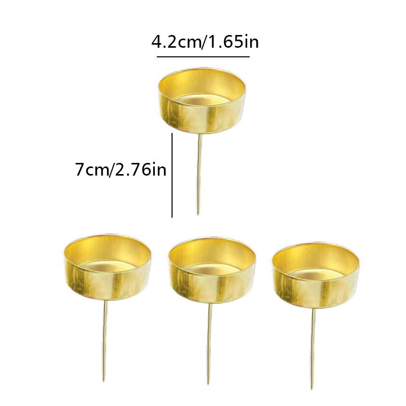 4PCS Holiday Table Decor Iron Candle Cups Iron Rustic Iron Tea Light Containers 4.2cm