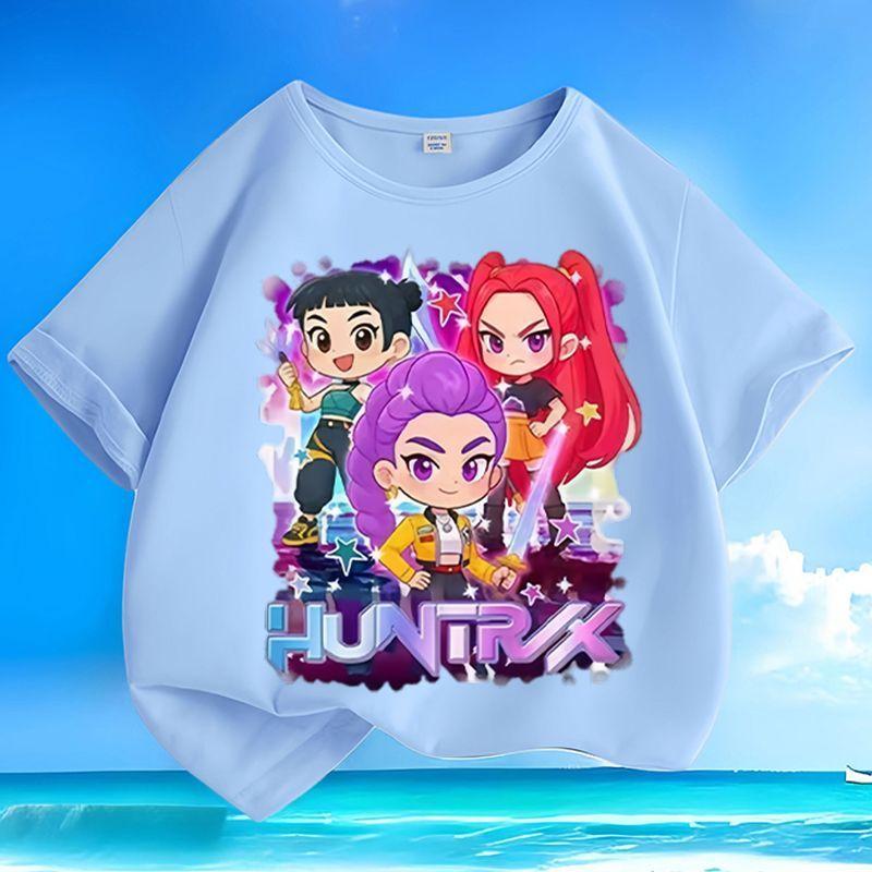 Girls' Loose Witch Girl Group Top for Summer Children's Casual Short-sleeved Pure Cotton T-shirt