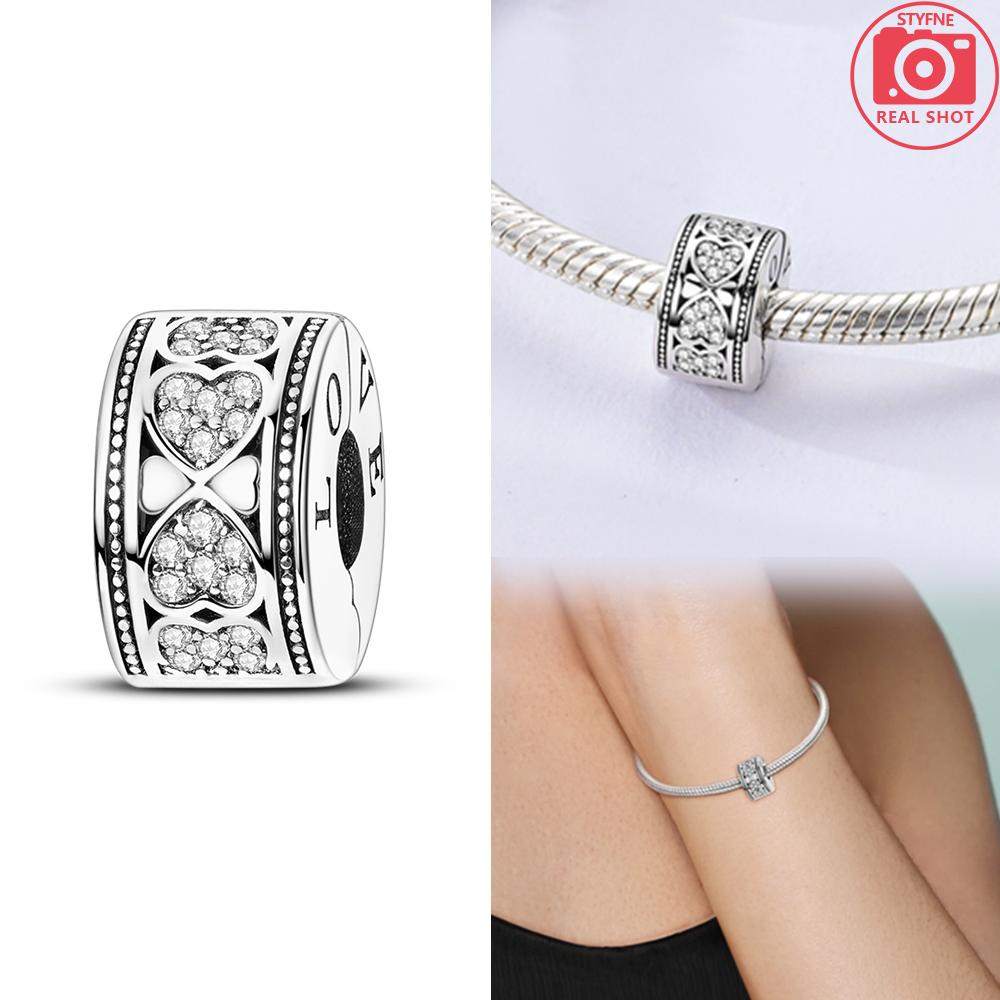 Dangle Charms Original White Heart Beads Copper Fit Bracelet Jewelry Diy For Woman Pendants Charms Fine Gift