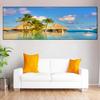 Landscape Wooden Bridge Lake Canvas Painting Tropics Palm Tree Coast Posters and Prints Wall Art Pictures Home Decor No Frame