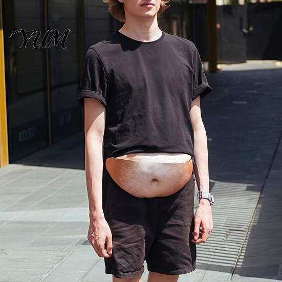 Unique Costume Accessory for Adults Beer Belly Fanny Pack, Funny Hairy Waist Bag, Realistic 3D Big Creative Gag Gift Men Belly, Dad Bod Husband Theme