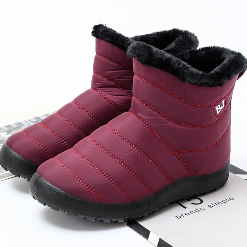 Fashion 2024 Winter Boots Women Waterproof Snow Boots Warm Fur Ankle Boots Female Slip On Flat Casual Shoes Ladies Black Botines Mujer