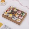 10 Sets of Kraft Paper Nine Grid Picnic Boxes 12 Grid Hotpot Takeaway Packag Box Afternoon Tea Pastry Baking Paper Cupcake Box Thickened No Pack Rope