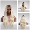 ALAN EATON Длинный волнистый парик, блондинка с омбре, длинная челка, синтетические парики с темными корнями для женщин, термостойкая одежда для косплея и вечеринок