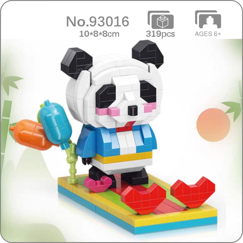 93016 Animal World Panda Heart Balloon Mobile Phone Stand Model Mini Diamond Blocks Bricks Building Toy for Children No Box