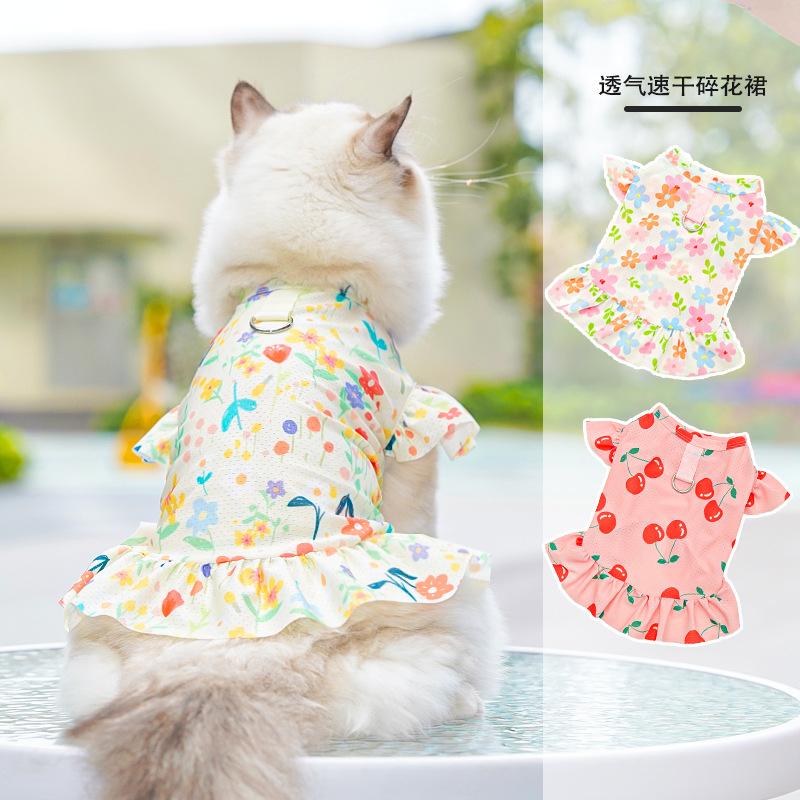 Ice Silk Big Dog Dress Spring Summer Dog Cat Pet Cat Clothes Dog Supplies Small Medium Large Dog Golden Retriever