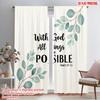 2pcs 2D Flat Printing Curtain With God All Things Possible Fabric Without Electricity Family Party Use for All Occasions