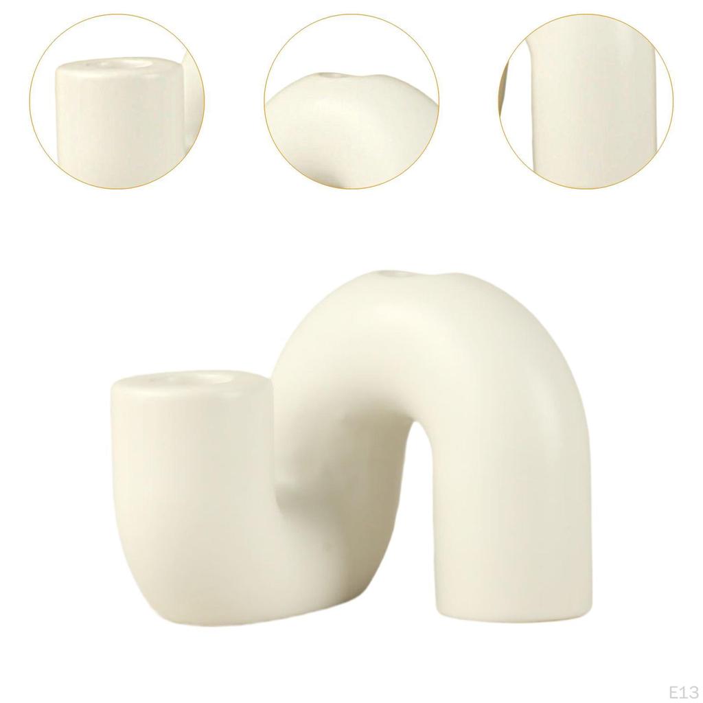 Ceramic Candle Holder for Christmas Pillar Display Home Fireplace Candelabrum