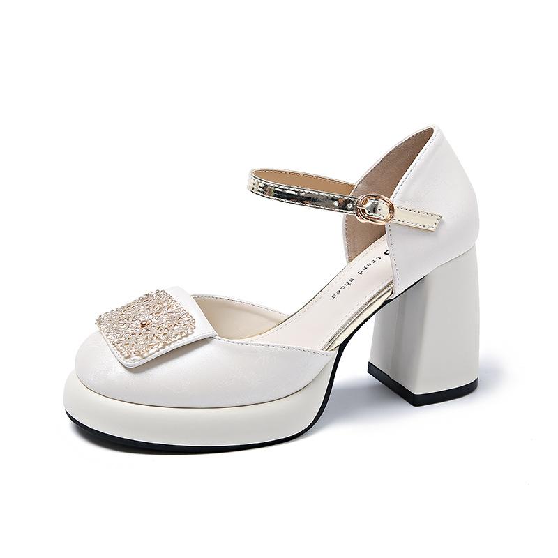 Грубый каблук сандалии мешок головы женские новинка лета 2025 с юбкой Грубый каблук Мэри Джейн высокие каблуки женские