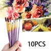 10pcs/set Purple DIY Art Supplies Watercolor Pen Nylon Hair Paintbrush Oil Painting Brush