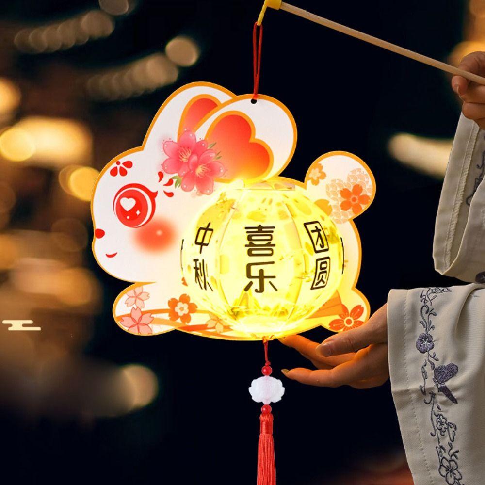 Glowing Rabbit Lanterns Cartoon Lantern DIY Material Package Mid-Autumn Festival Lantern  Chidlren