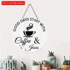 2D плоский 20*20см 1шт. Таблички Good Days Stay With Coffee&Jesus Декор для кофейного бара, Узор кофе с сильным ароматом Декоративная табличка Для бара Кафе Клуба Двора