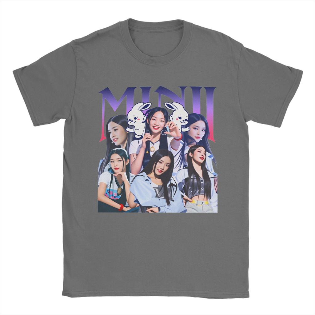 Minji TShirt Summer Kpop Music Fans Trendy Cool T Shirts Couple Pure Cotton Crew Neck Oversize Tees Short Sleeve Vintage Tshirt