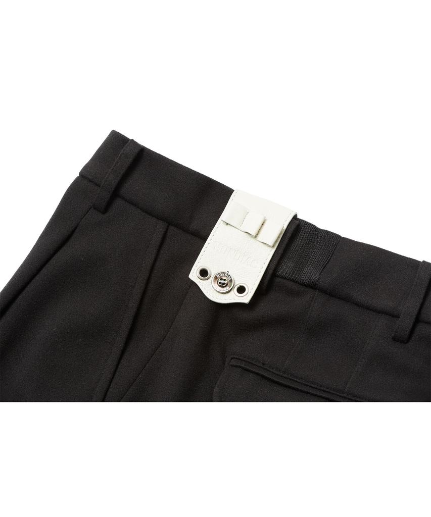 Mondiag Men'S Single-Pleat Herringbone Pants (Black)