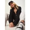 Женская черная водолазка на молнии с трикотажным свитером Mx00124