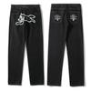 Mens Y2K Harajuku Hip Hop Dog Print Loose Fit Straight Jeans Fall Casual Wear
