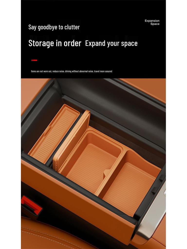 Dual-Layer Silicone Organizer with Mat for Yu7 Center Console Armrest Box