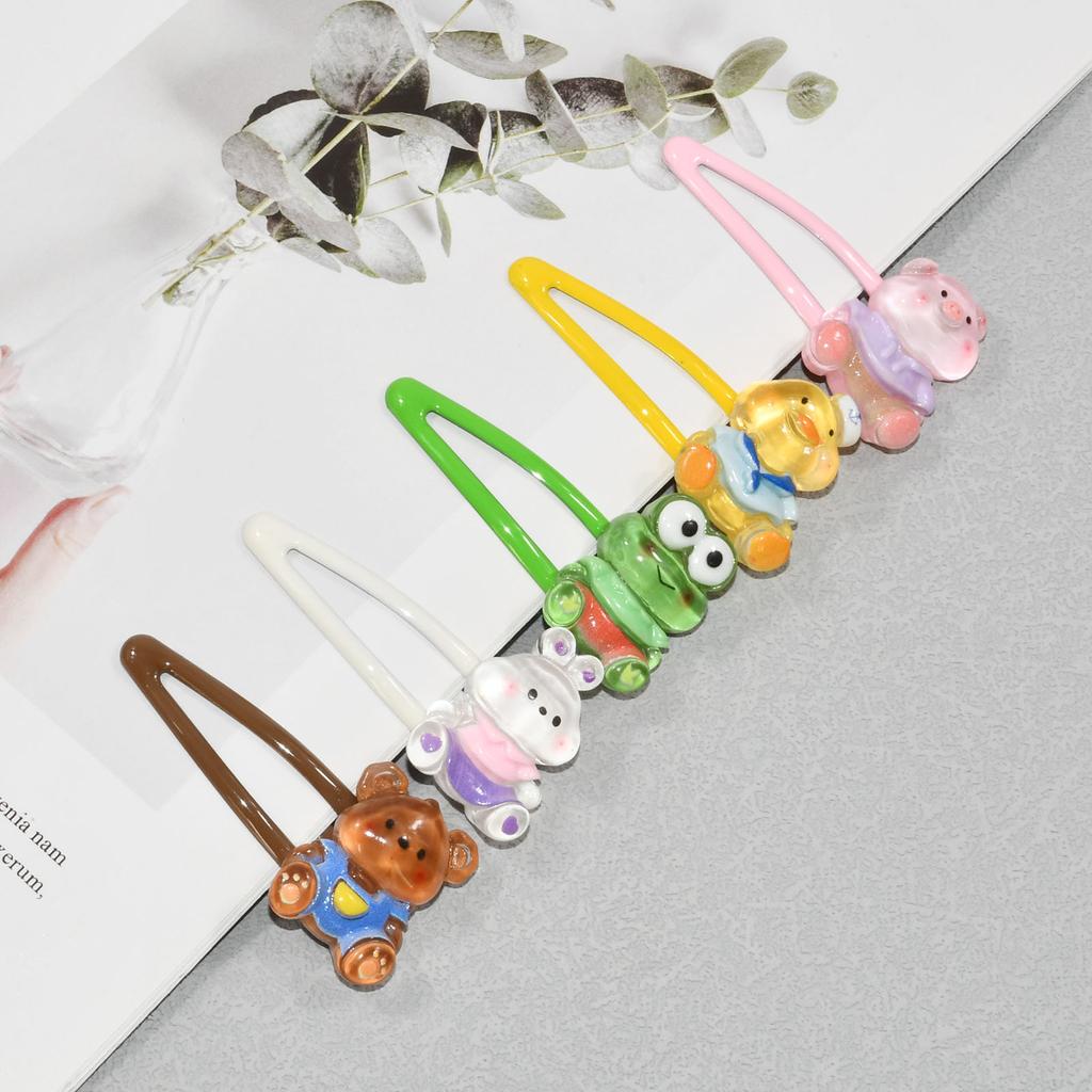 5Pcs/Set Candy Colors BB Brand Side Clips For Children Cute Cartoon Animal Shape Girls Hair Clip Water Drop Hair Accessories
