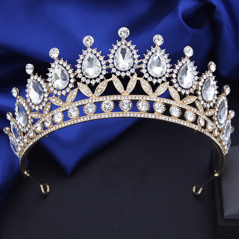 Винтажная корона-капля для королевы, свадебная, для выпускного бала, украшение для волос, тиары для невесты, косплей, аксессуары для головы