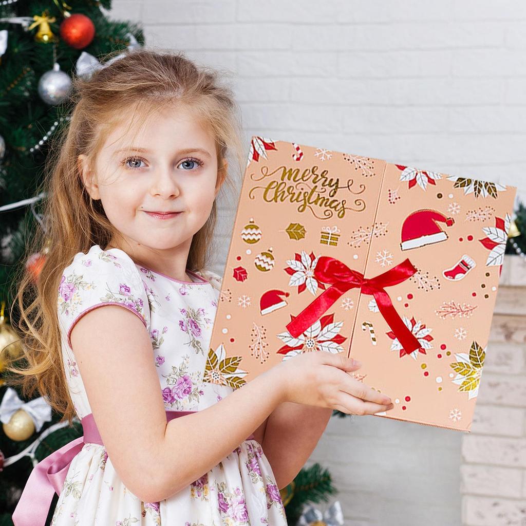 Christmas Empty Countdown Boxes 24-Day Seasonal Ornament Empty Countdown Box to Fill for Winter Holiday Christmas Eve Xmas Gift