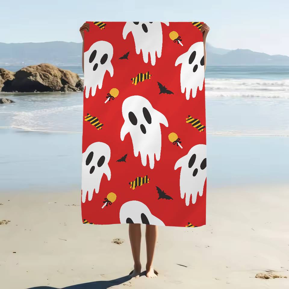 Halloween Cartoon Ghosts Pumpkins Bats Beach Towel Bath Towels Microfiber Quick Dry Sand Free Beach Yoga Spa Gym Pool