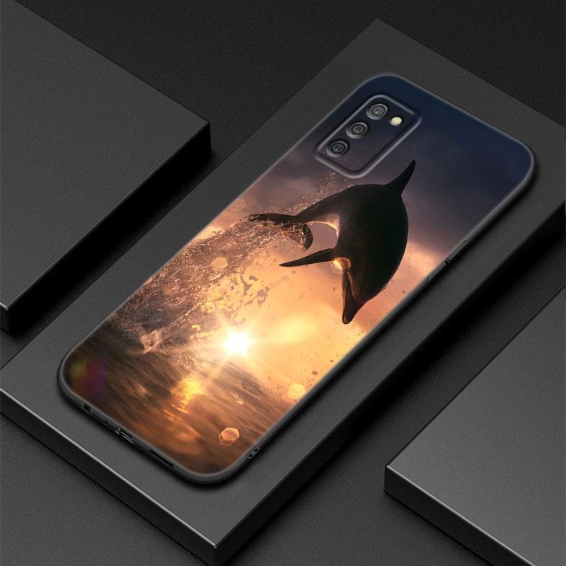 Animal Dolphin Phone Case For Samsung Galaxy A01 A03 Core A04 E A02 A05 A10 A20 A21 A30 A50 S A6 A8 Plus A7 2018 Black Cover