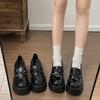 Black Retro British Style Platform Thick Heel Small Leather Shoes Women's 2025 New Summer Skirt Versatile Loafer Single Shoes