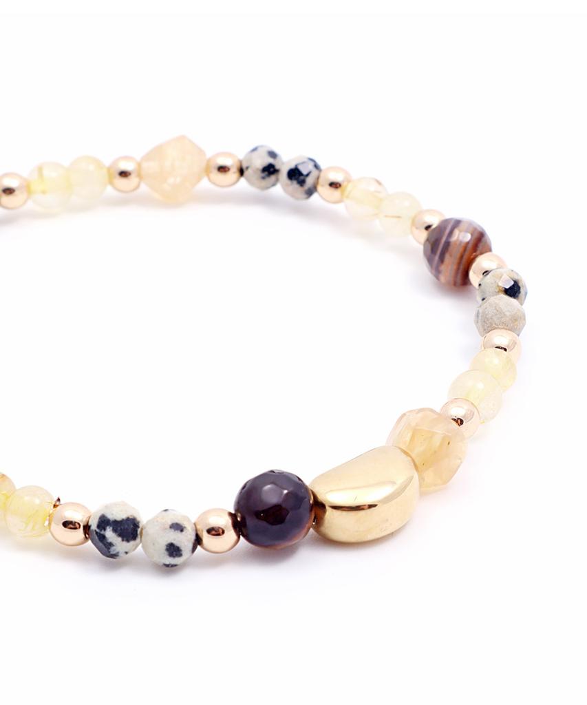 Браслет Polalita Dalmatian Yellow Mix Stone & Gold Point (Plt-Br-111_Yl)