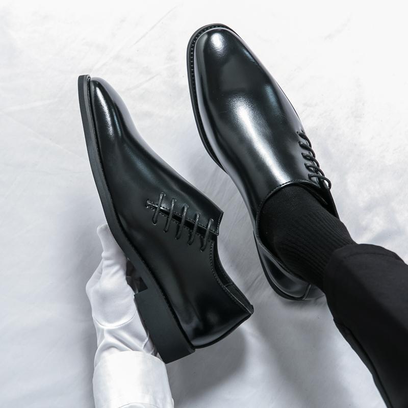 Мода Мужская Мода Туфли Дерби Заостренные Черные Коричневые Европейские Американские Деловые Брендовые Туфли Президентские Социальные Туфли Размеры 38-46