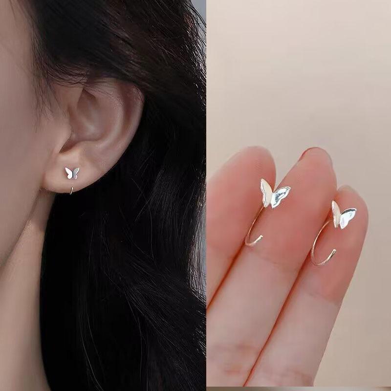 Иглы для ушей из стерлингового серебра S925, новые темпераментные простые и маленькие серьги-пусеты, женские серьги, серьги для пирсинга ушей, серьги, предотвращающие блокировку, ювелирные изделия