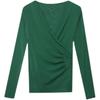 V-neck Mesh Long-sleeved T-shirt for Women's New Spring and Autumn Style Top Slim and Slim Inner Base Shirt