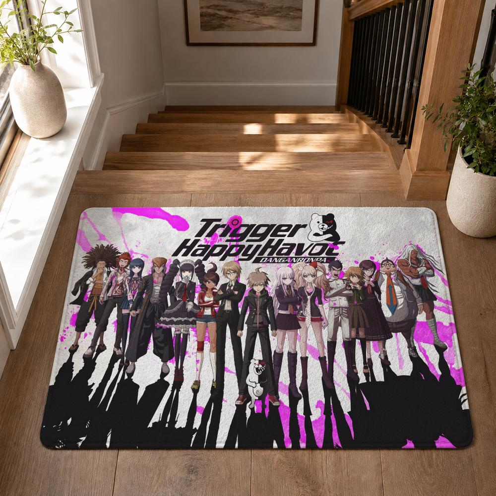 D-Danganronpa Anime Game Floor Mat Flannel Rug Non Slip Absorbent Soft Washable For Entryway Hallway Bathroom Kitchen Decor