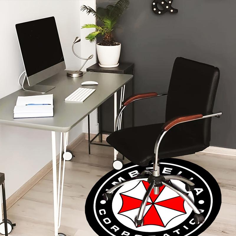 1 шт. Круглый ковер с логотипом Umbrella Corporation, Изготовлен из полиэстера, Идеально подходит для украшения офисных кресел, гостиных, fplt270
