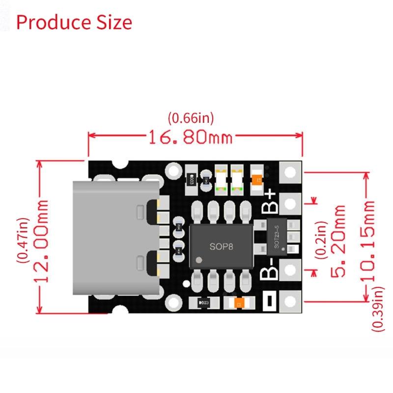 Плата зарядки Type C USB 5V 1A TP4057 для аккумуляторных батарей 18650 Эффективная и безопасная плата зарядки Ячейки Питание